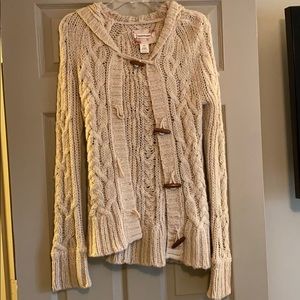 abercrombie thick knot cream cardigan